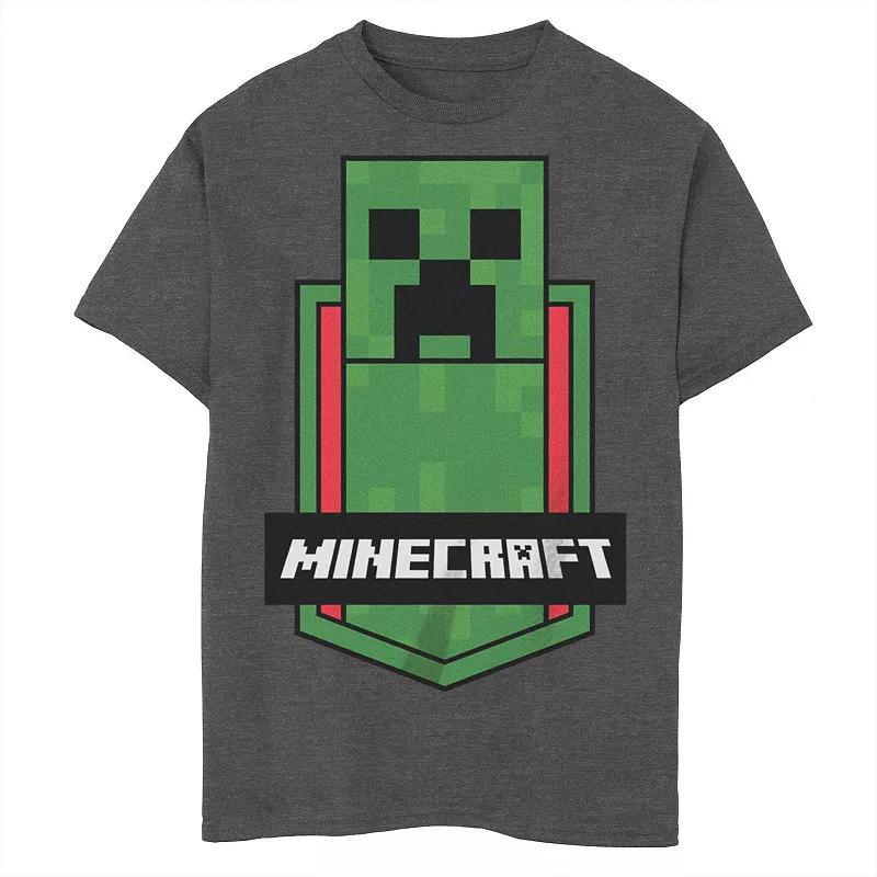 Boys Minecraft Creeper Badge Graphic Tee, Boy's, Size: Large, Grey Heather Product Image