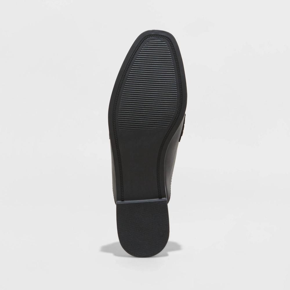 Women's Sandy Mule Flats with Memory Foam Insole - A New Day™ Black 7: Slip-On, Pointed Toe, Faux Leather Product Image