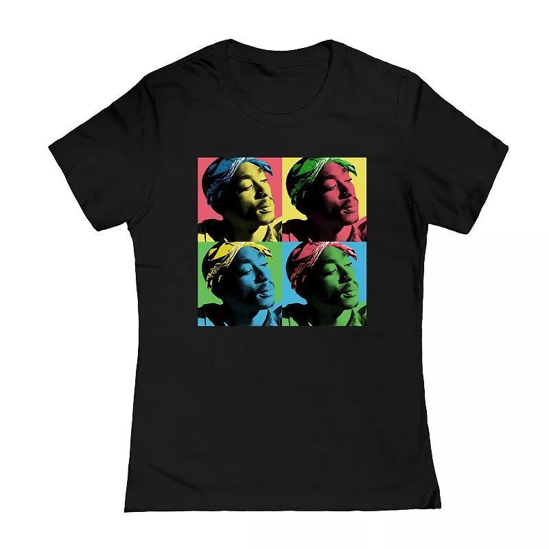 Juniors' Tupac Praying Hands Graphic Tee, Girl's, Size: Medium, Grey Product Image