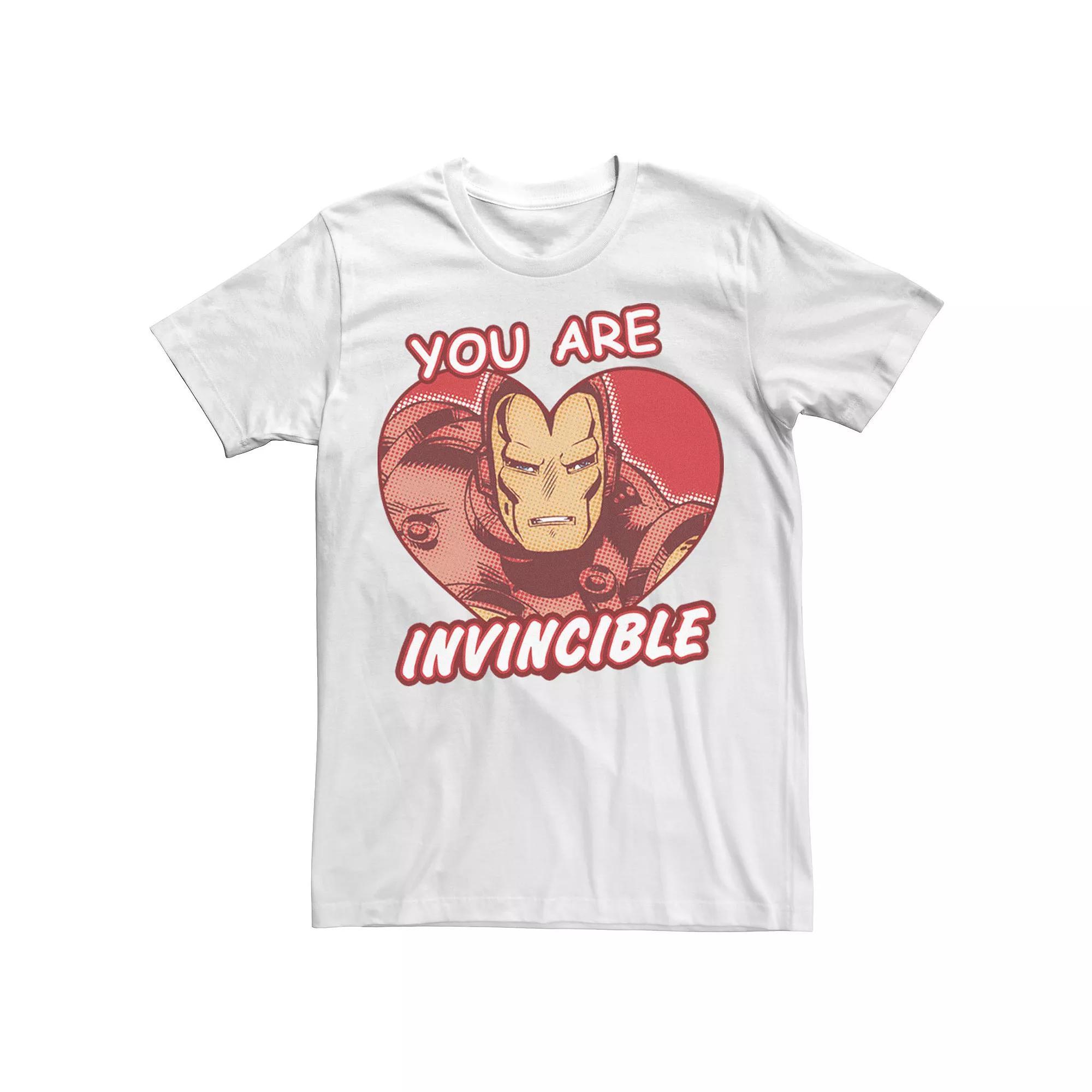 Big & Tall Marvel Iron Man Invincible Heart Valentines Day Comic Tee, Mens Product Image
