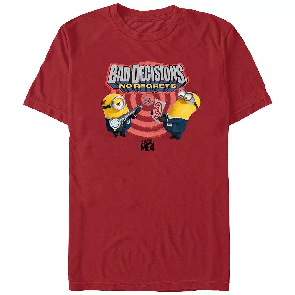 Men's Despicable Me 4 Minions Bad Decisions No Regrets Graphic Tee, Size: XXL, Red Product Image