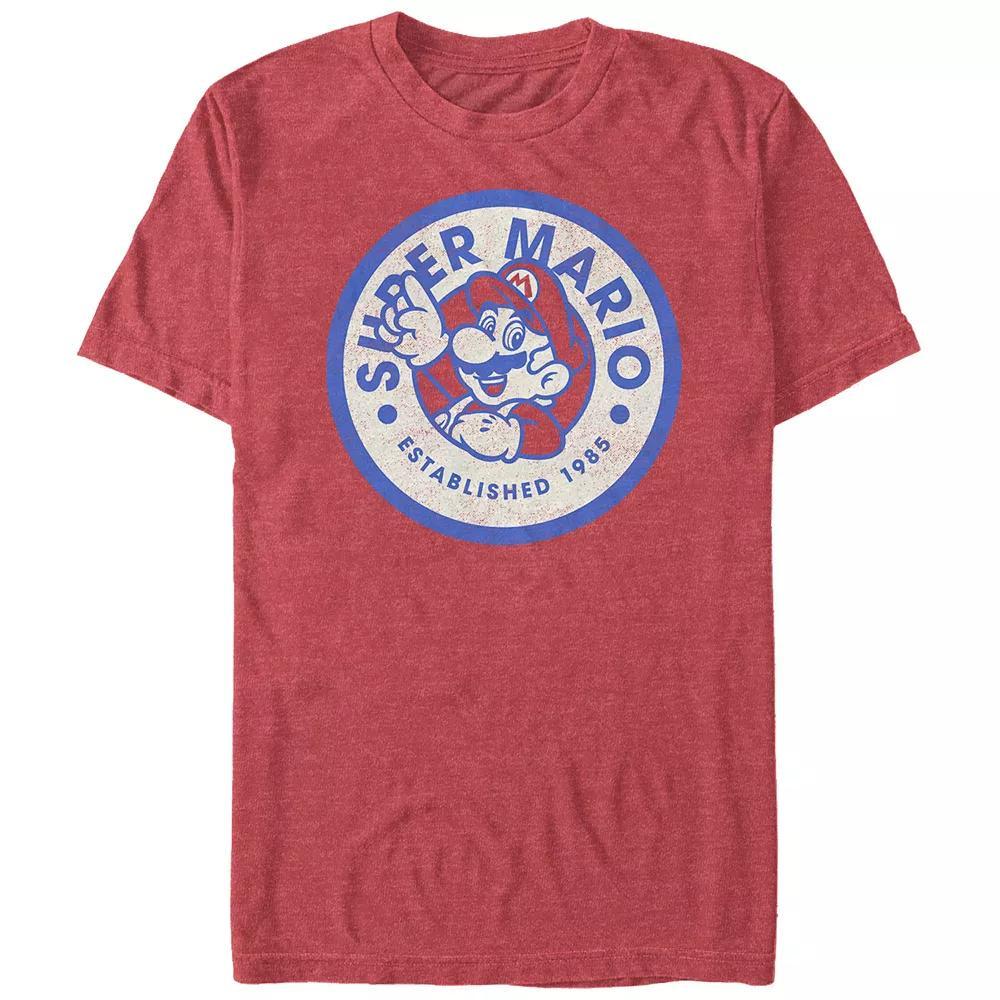 Big & Tall Super Mario Bros Est. 1985 Badge Graphic Tee, Men's, Size: Large Tall, Red Grey Product Image