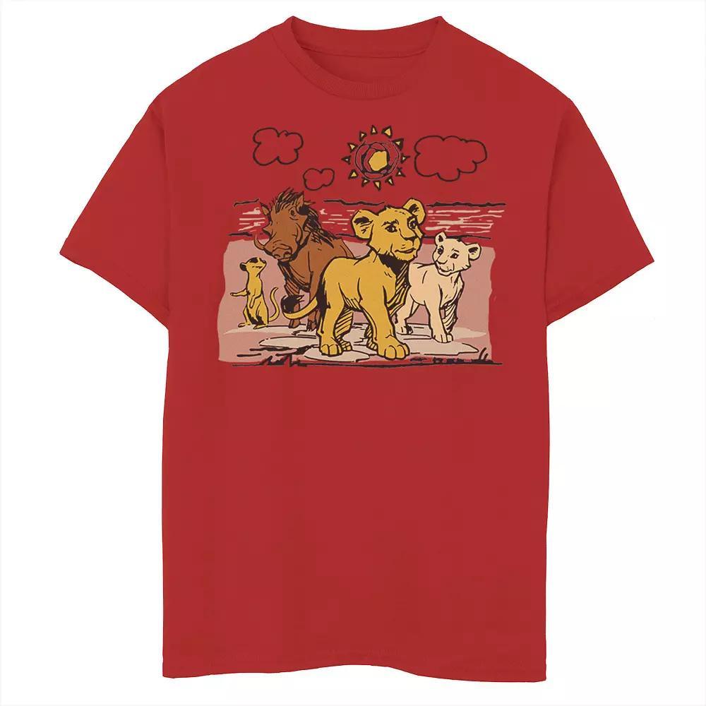 Disney's The Lion King Boys 8-20 Live Action Sketched Group Portrait Graphic Tee, Boy's, Size: XS, Athletic Grey Product Image