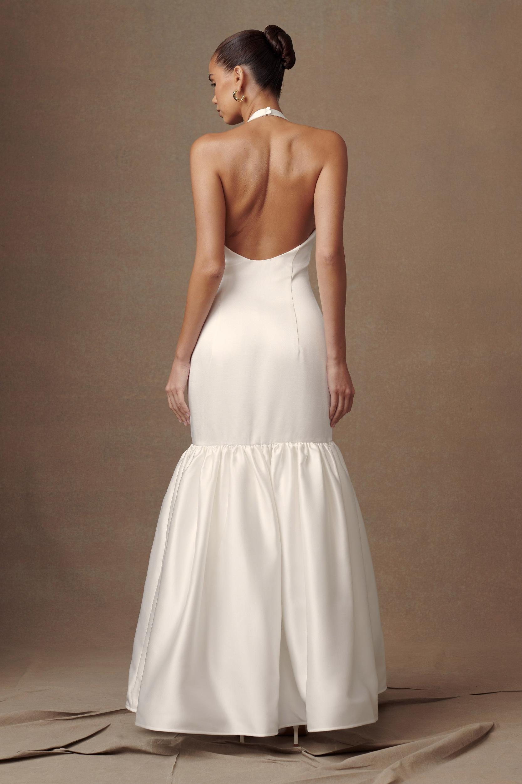 Danica Satin Halter Wedding Gown - White Product Image
