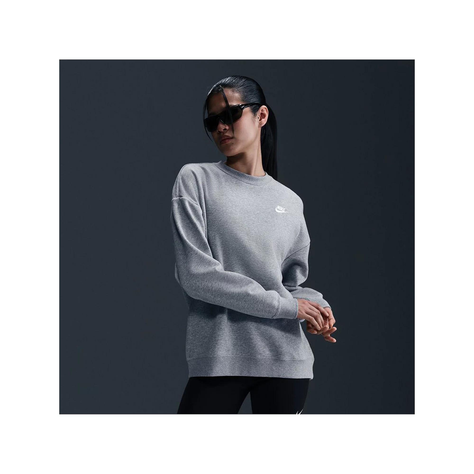 Women's Nike Sportswear Club Fleece Loose Crewneck Sweatshirt, Size: Small, Dark Grey Grey Product Image