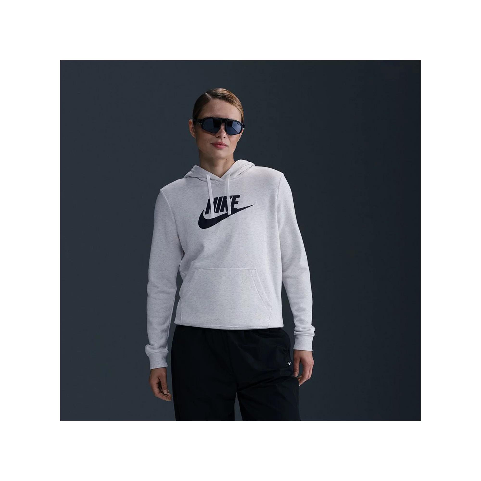 Women's Nike Sportswear Club Large Logo Fleece Hoodie, Size: Small, Birch Grey Product Image