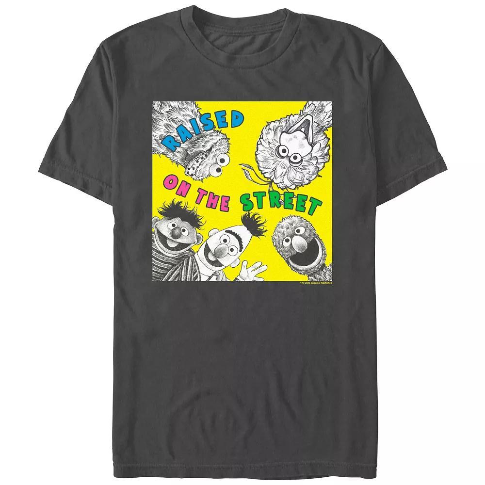 Men's Sesame Street Raised On The Street Portrait Graphic Tee, Size: Medium, Grey Product Image