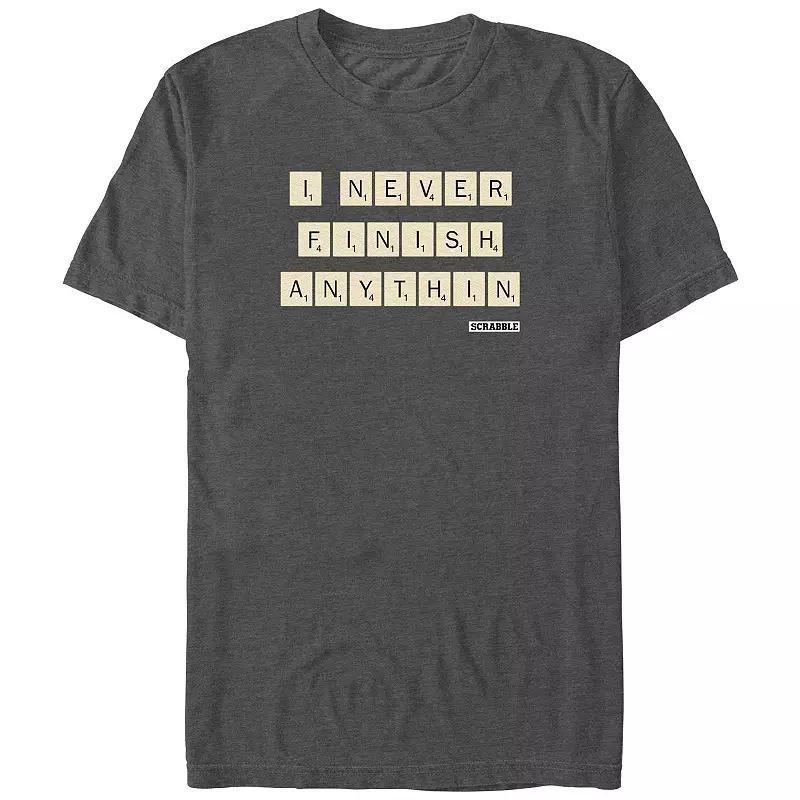 Big & Tall Scrabble I Never Finish Anything Graphic Tee, Mens Grey Heather Product Image