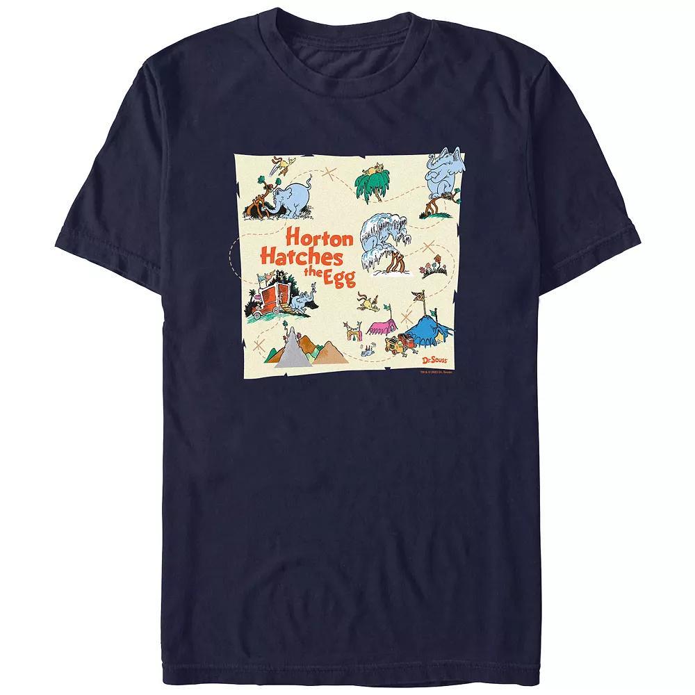 Men's Dr. Seuss Horton Hatches The Egg Map Graphic Tee, Size: Medium, Blue Product Image
