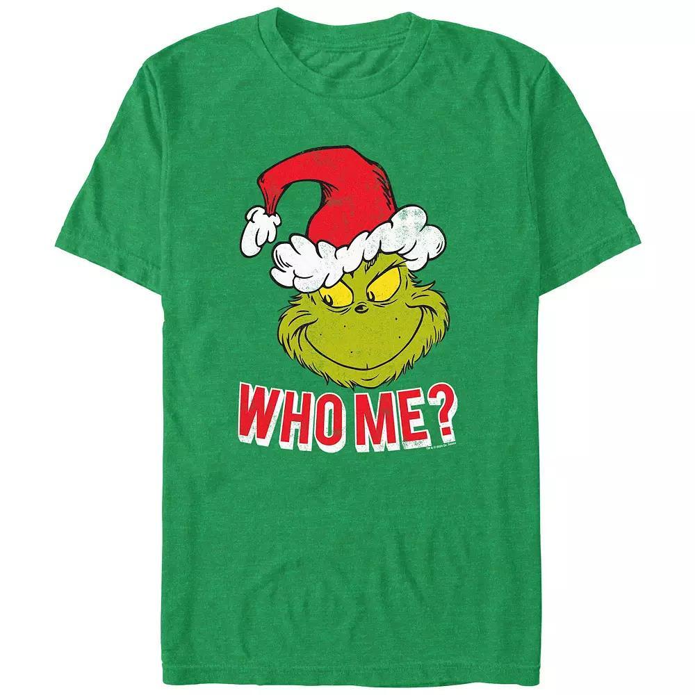 Men's Dr. Seuss Grinch Naughty Who Me? Graphic Tee, Size: Large, Kelly Grey Product Image