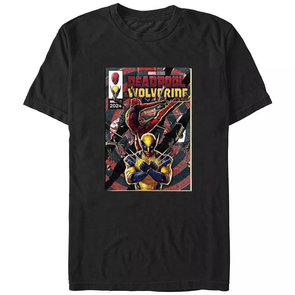Men's Marvel Deadpool And Wolverine Action Comic Cover Graphic Tee, Size: Medium, Black Product Image