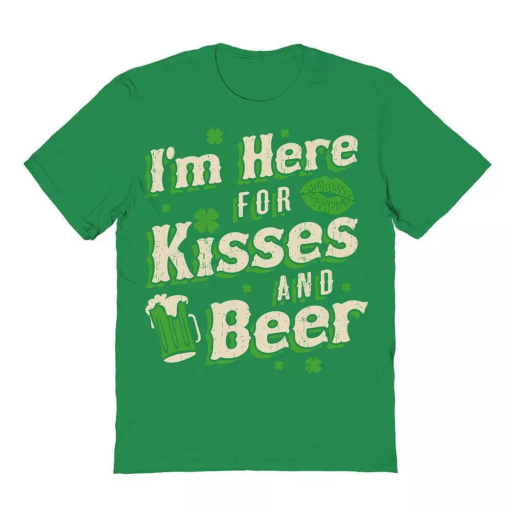 Men's St Patrick's Day Kisses And Beer Graphic Tee, Size: Small, Turf Green Product Image