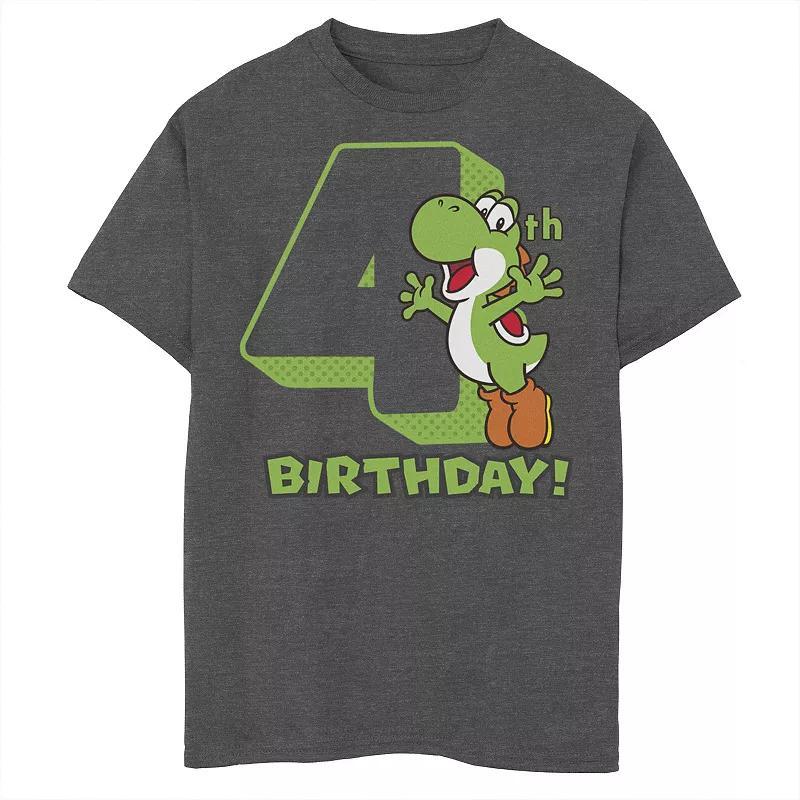 Boys 8-20 Nintendo Super Mario Yoshi 4th Birthday Action Portrait Graphic Tee, Boy's, Size: Large, Grey Heather Product Image