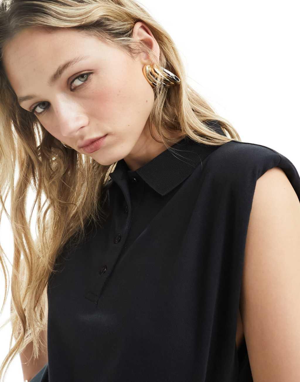 ASOS DESIGN placket shoulder pad sleeveless mini dress Product Image