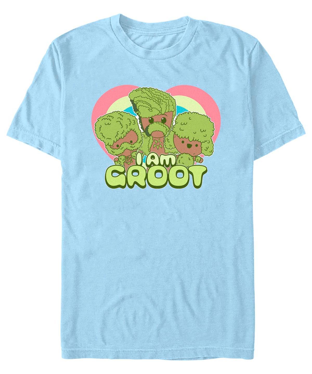 Men's Marvel I am Groot Cute Groot With Hearts Background Tee, Size: Small, Light Blue Product Image