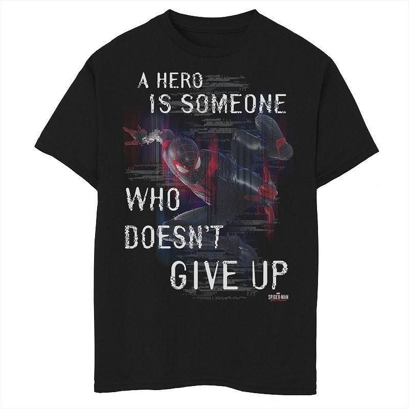 Boys 8-20 Marvel Spider-Man A Hero Doesn't Give Up Tee, Boy's, Size: XL, Black Product Image