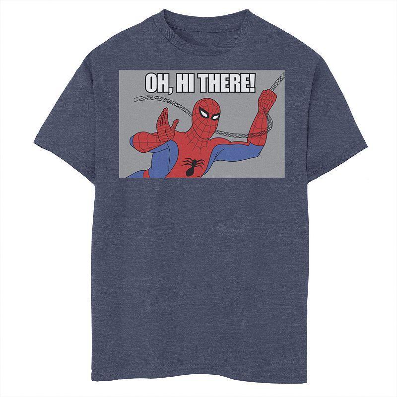 Boys 8-20 Marvel Spider-Man Swinging Oh, Hi There! Vintage Portrait Graphic Tee, Boy's, Size: Medium, Navy Grey Product Image