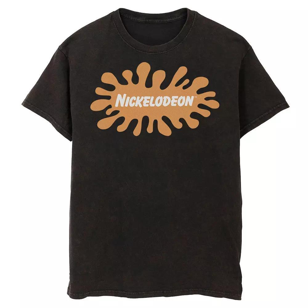 Men's Nickelodeon Classic Splatter Logo Mineral Wash Graphic Tee, Size: Medium, Black Product Image