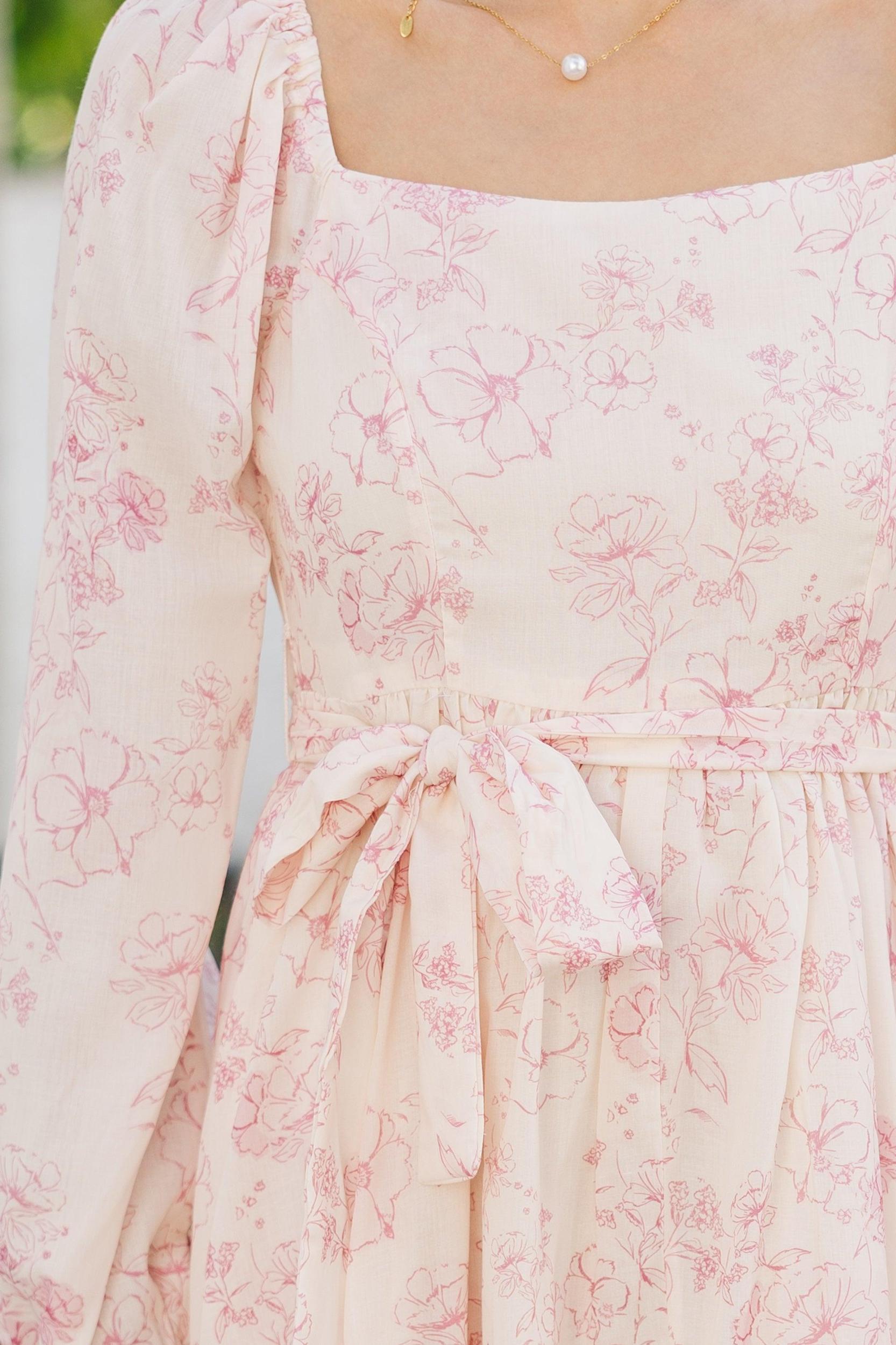 Feeling Oh So Sweet Pink Floral Midi Dress Female Product Image
