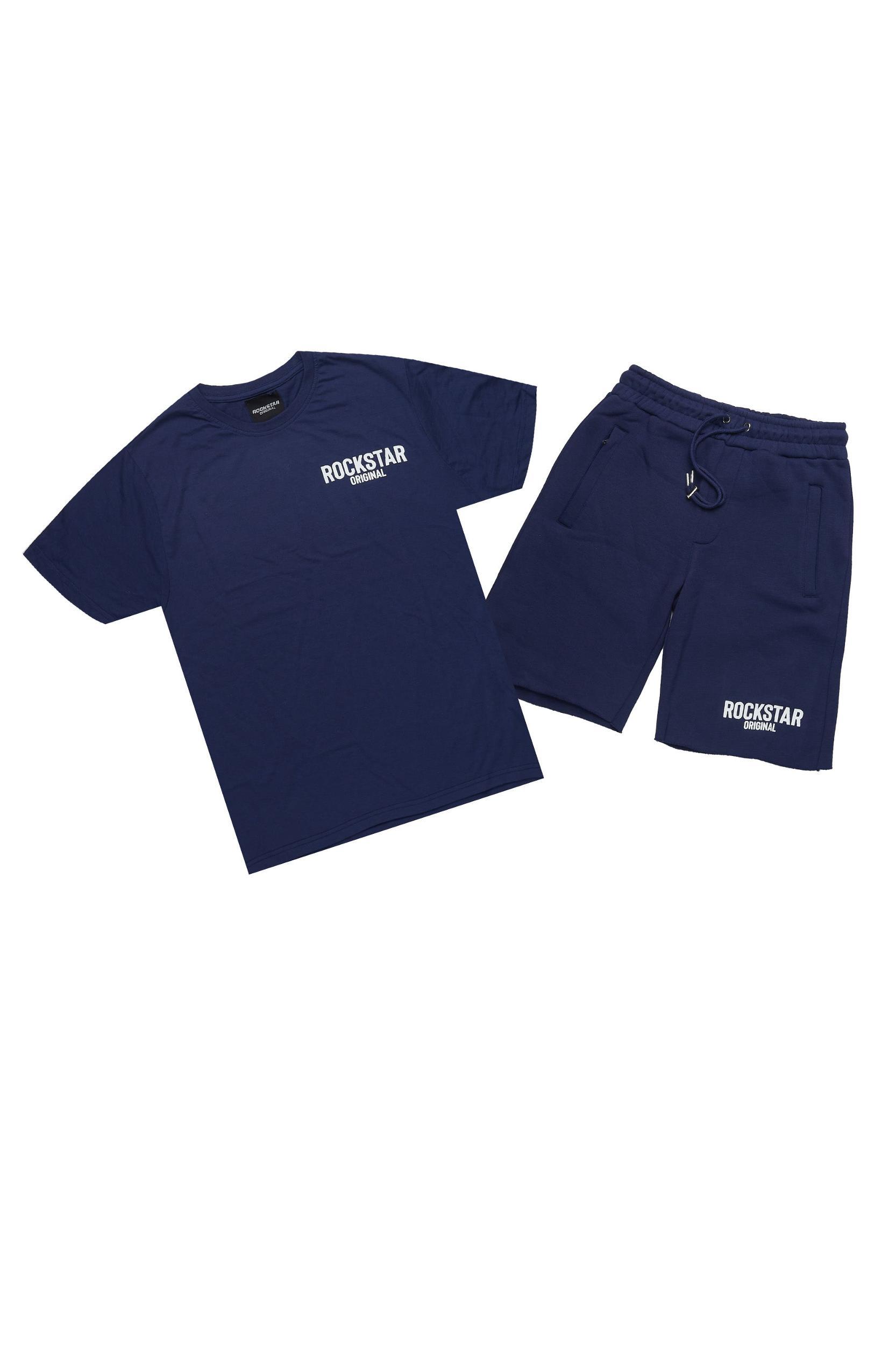 Sana Navy T-Shirt/Raw Edge Short Set Male Product Image