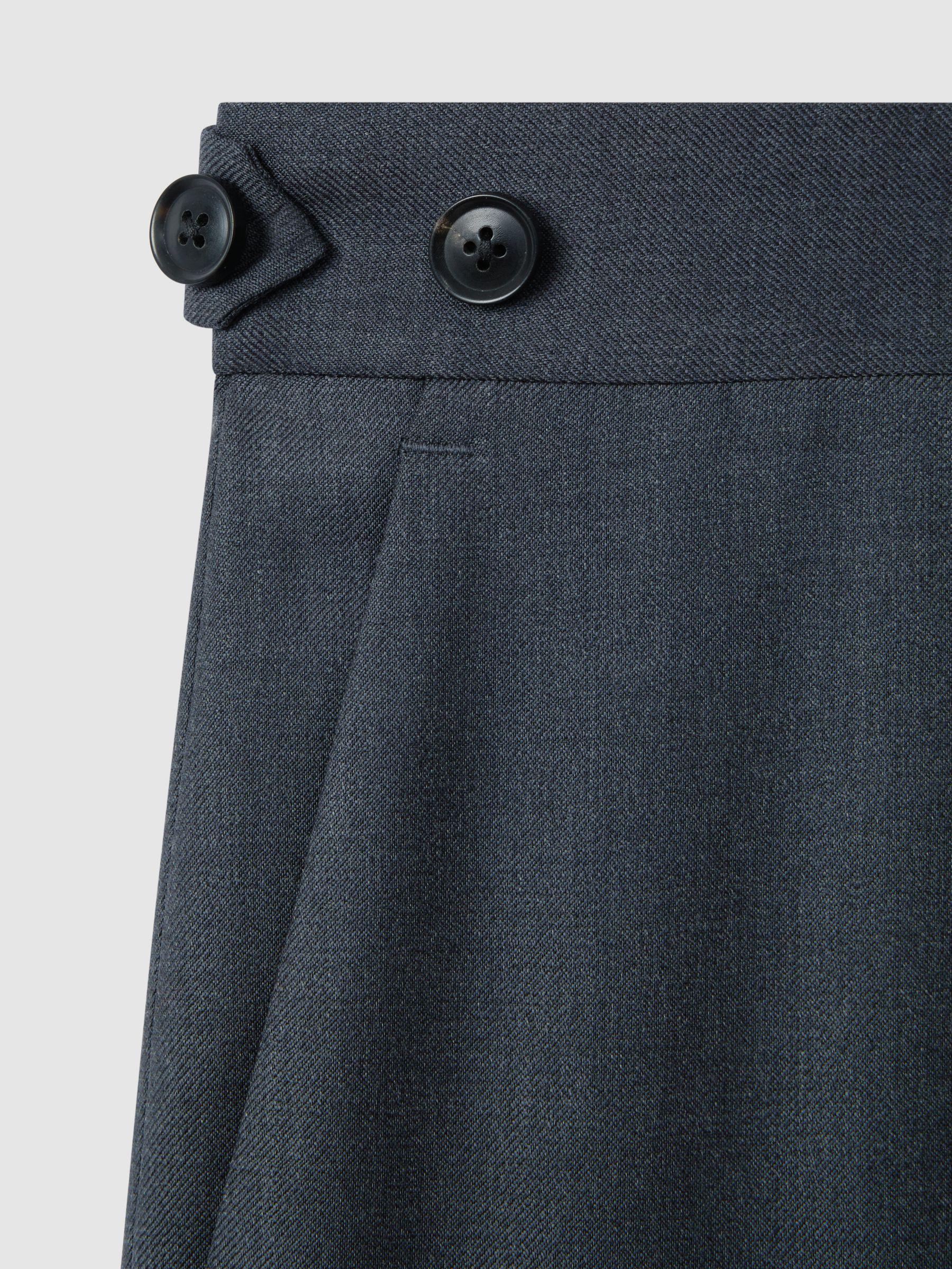 Slim Fit Wool Side Adjuster Trousers in Airforce Blue Product Image