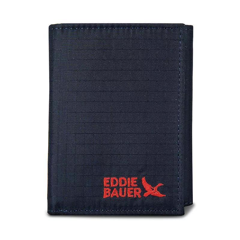 Men's Eddie Bauer Companion Ripstop Nylon Trifold RFID Wallet, Blue Product Image