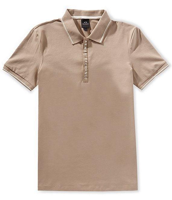 Armani Exchange Slim Fit Zipper Logo Short Sleeve Polo Shirt Product Image