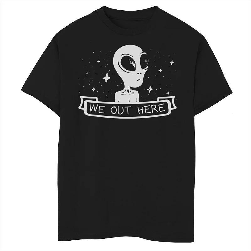 Boys 8-20 Trendy We Out Here Alien Graphic Tee, Boy's, Size: XL, Black Product Image