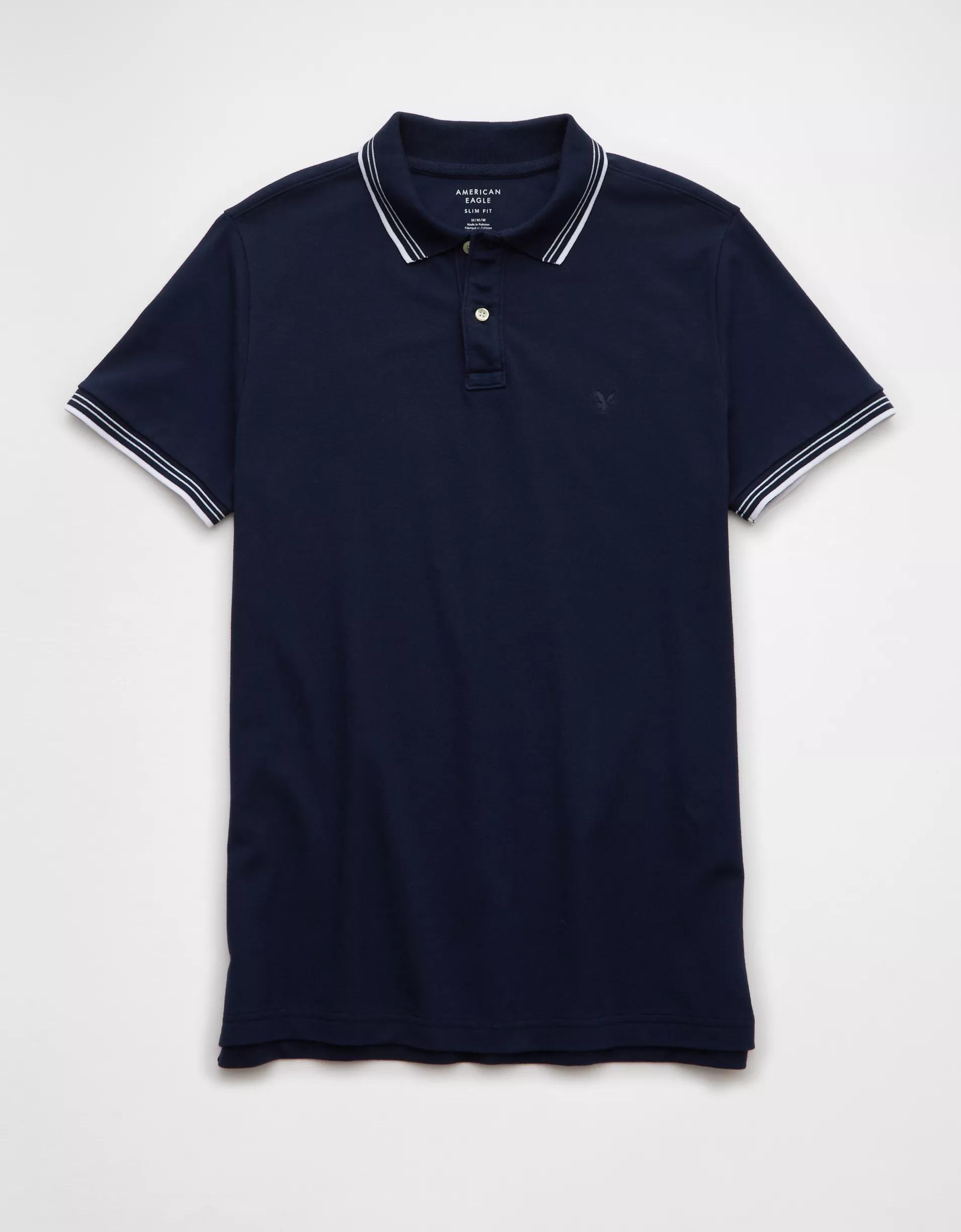 AE Lived-In Stretch Pique Slim Fit Tipped Polo Shirt Product Image