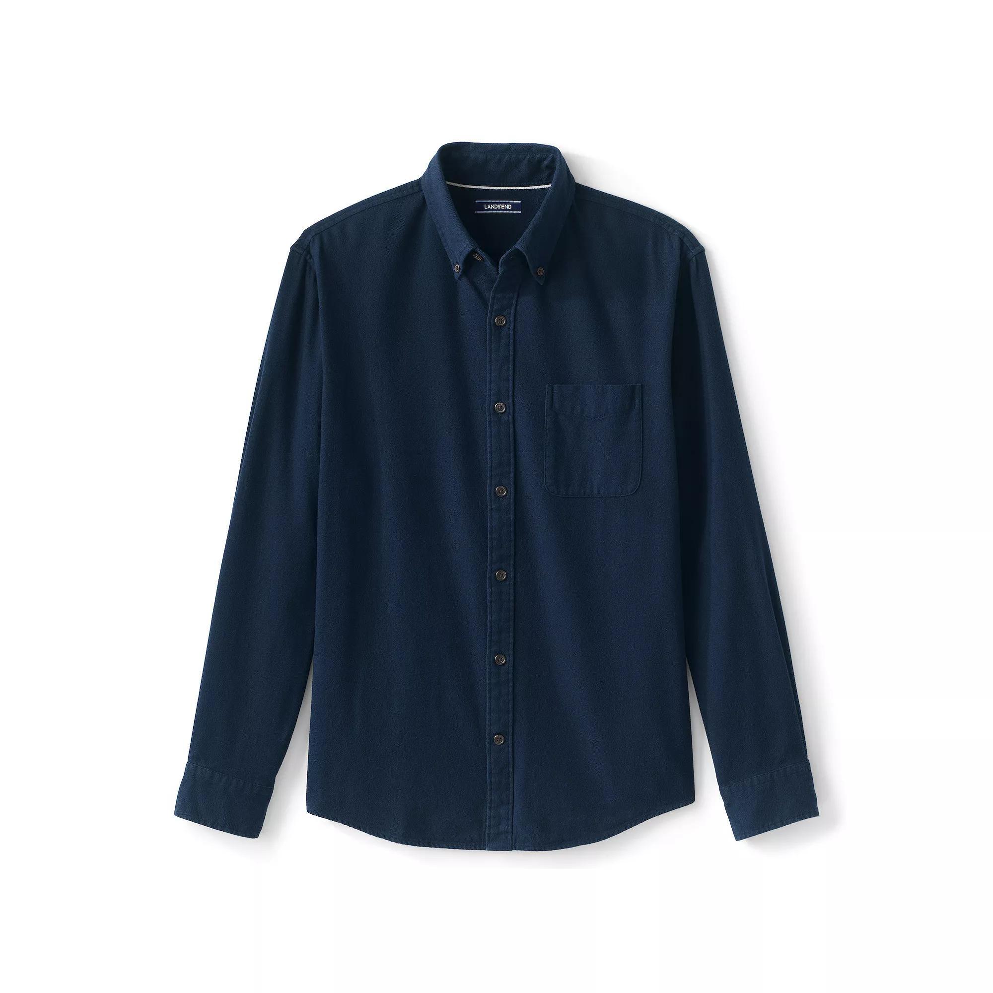 Men's Lands' End Traditional-Fit Flagship Flannel Shirt, Size: XL, Navy Green Plaid Product Image