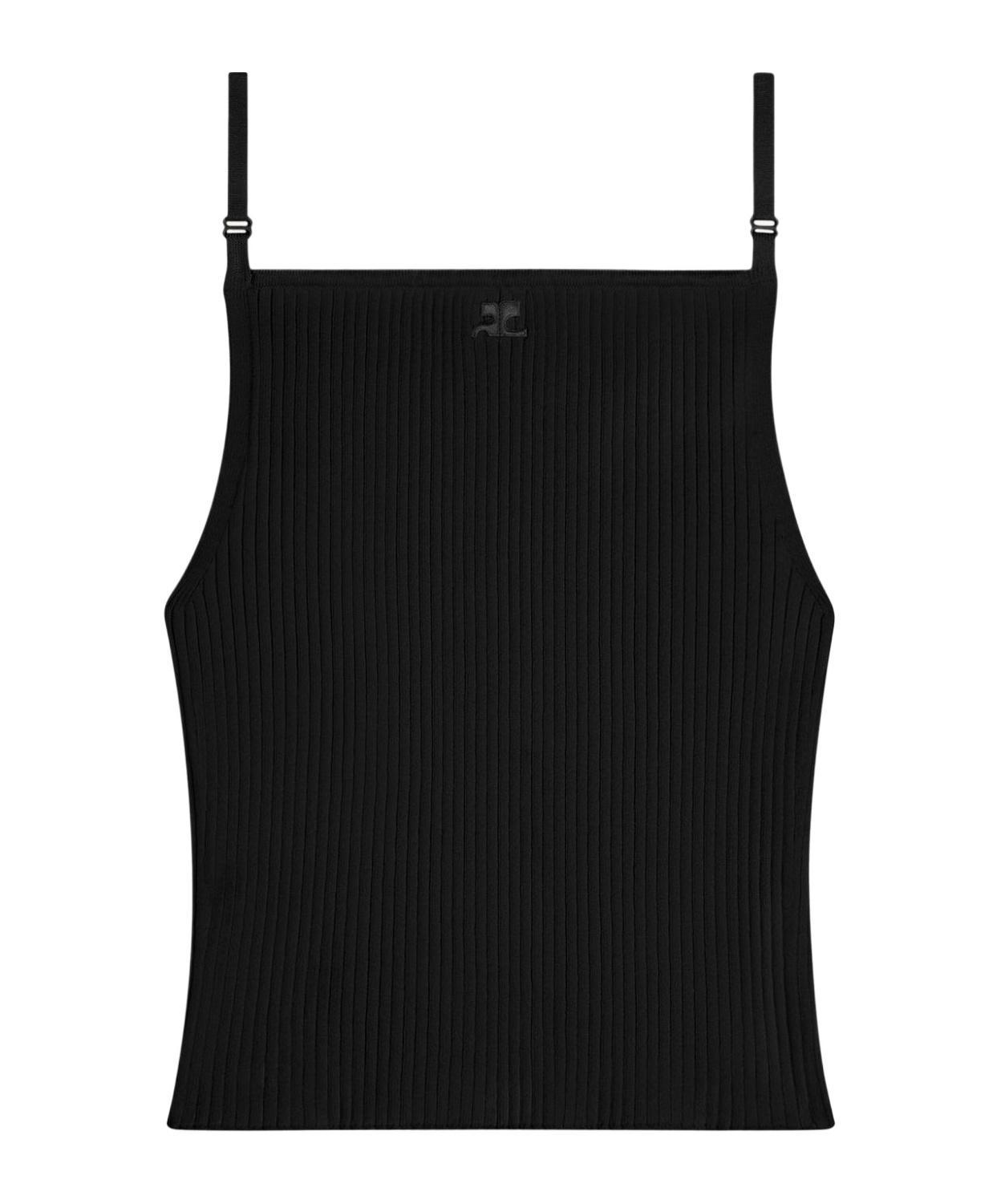 COURRÈGES Black Rib Tank Top Product Image