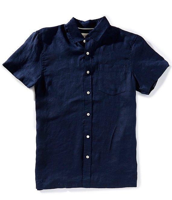 Scotch & Soda Solid Linen Short Sleeve Woven Shirt Product Image