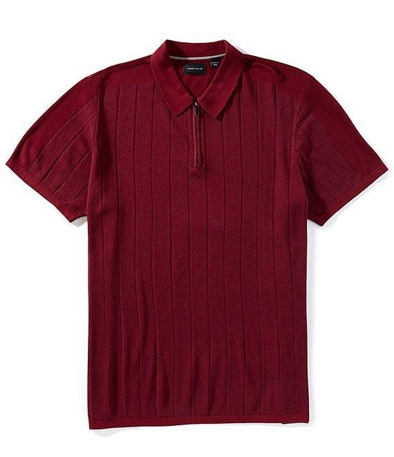 Perry Ellis Color Block Quarter-Zip Short Sleeve Polo Shirt Product Image