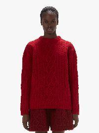CABLE KNIT CREWNECK SWEATER in red | JW Anderson US  Product Image