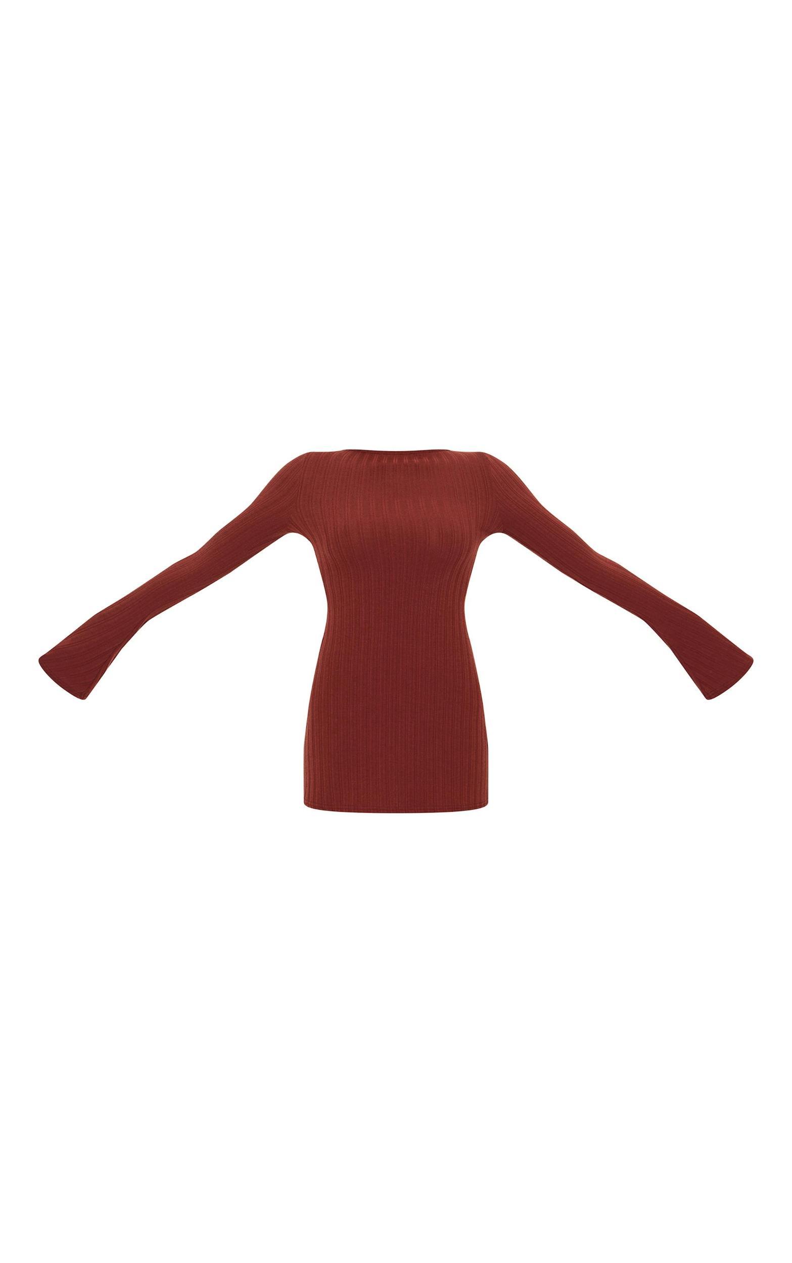 Chocolate Rib Tie Cut Out Back Shift Dress Product Image