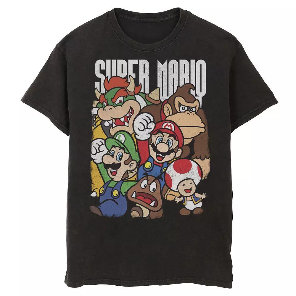 Men's Nintendo Super Mario Character Compilation Tee, Size: Medium, Black Product Image