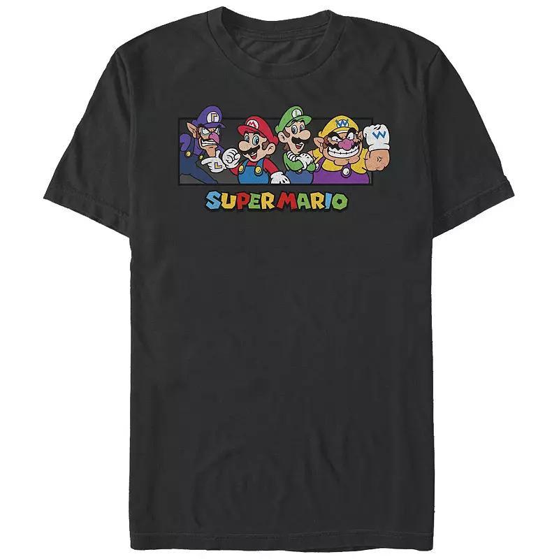 Men's Super Mario Bros. Character Collage Portrait Graphic Tee, Size: XL, Black Product Image