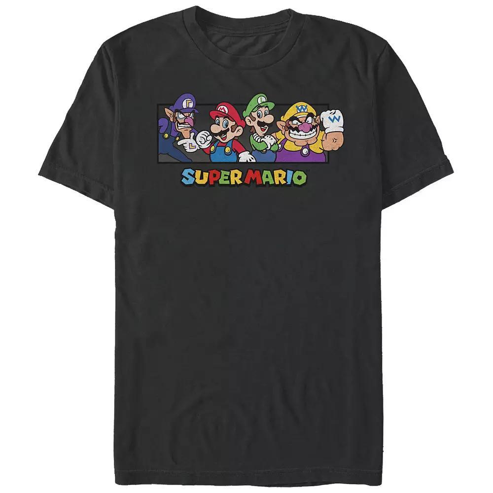 Men's Super Mario Bros. Character Collage Portrait Graphic Tee, Size: XL, Black Product Image