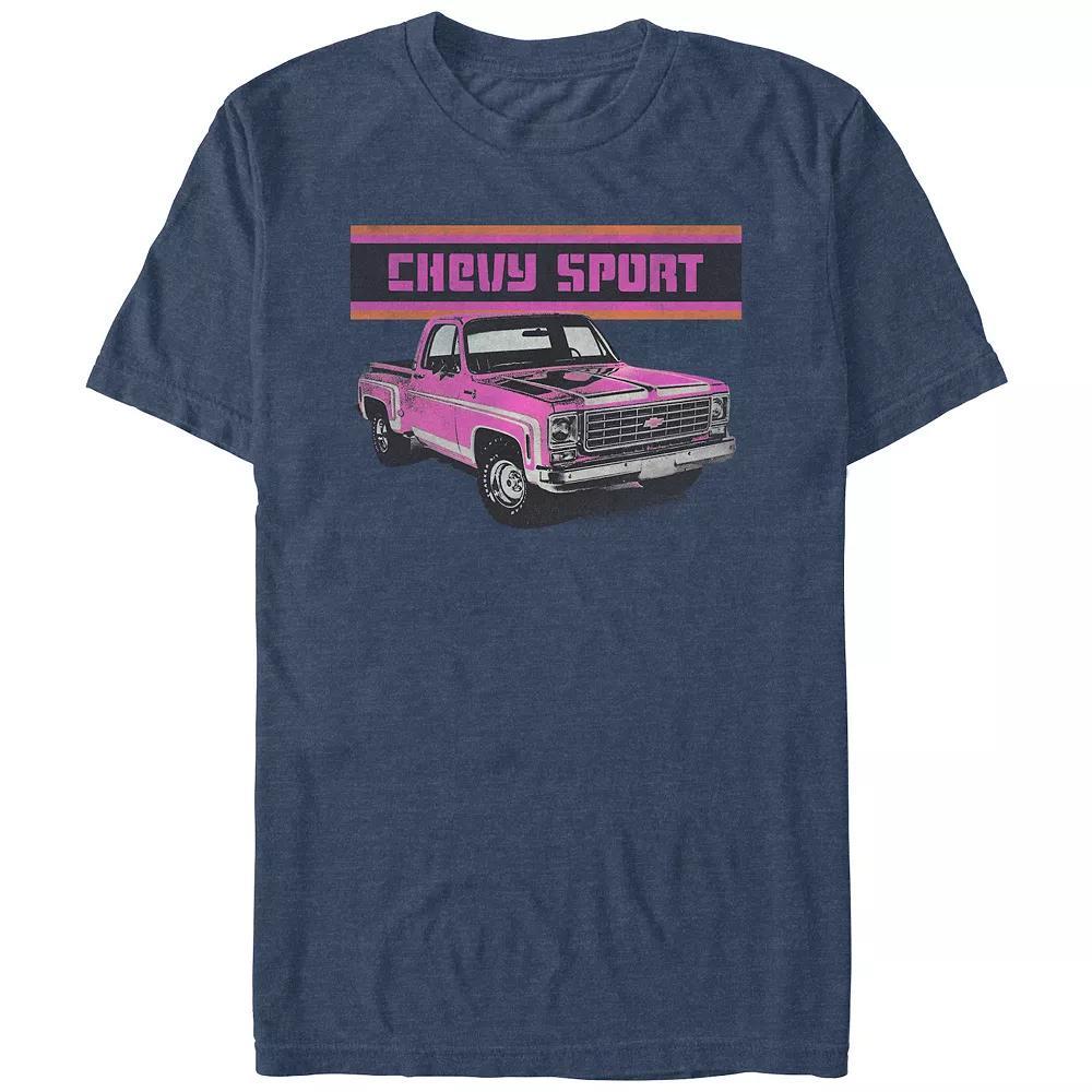 Men's Chevy Sport Pink Truck Graphic Tee, Size: Large, Navy Grey Product Image