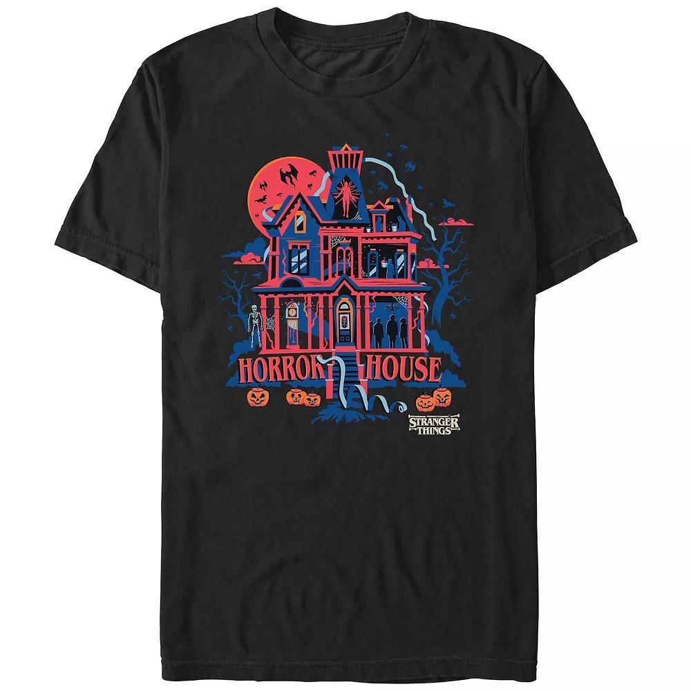 Men's Stranger Things Horror House Graphic Tee, Size: Large, Black Product Image