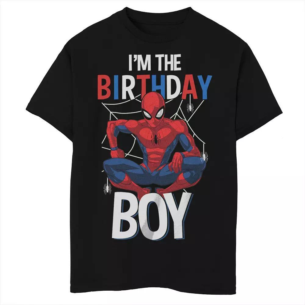 Boys Marvel Spider-Man I'm the Birthday Boy Husky Graphic Tee, Boy's, Size: Small HUSKY, Blue Product Image
