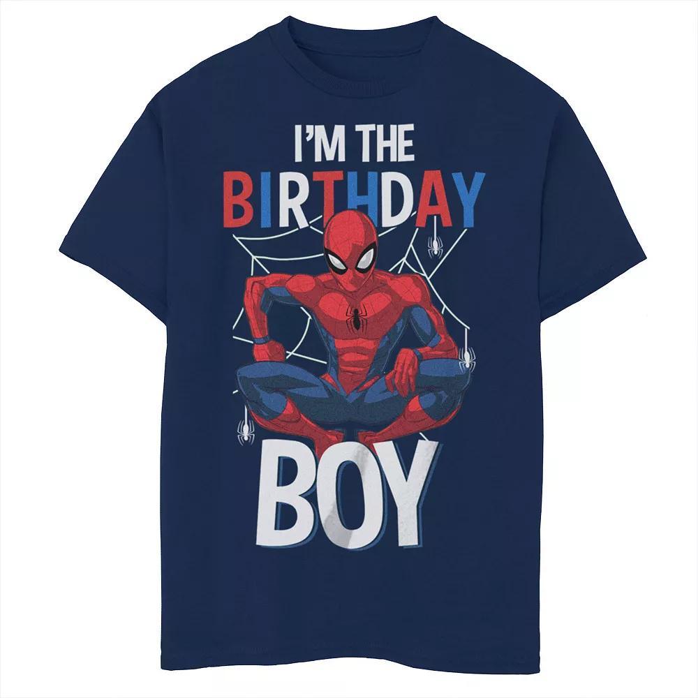 Boys Marvel Spider-Man I'm the Birthday Boy Husky Graphic Tee, Boy's, Size: Small HUSKY, Blue Product Image