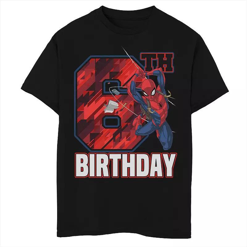 Boys Marvel Spider-Man Web Swing 6th Birthday Husky Graphic Tee, Boy's, Size: Small HUSKY, Black Product Image