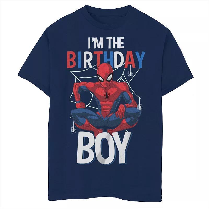 Boys Marvel Spider-Man I'm the Birthday Boy Husky Graphic Tee, Boy's, Size: Small HUSKY, Blue Product Image