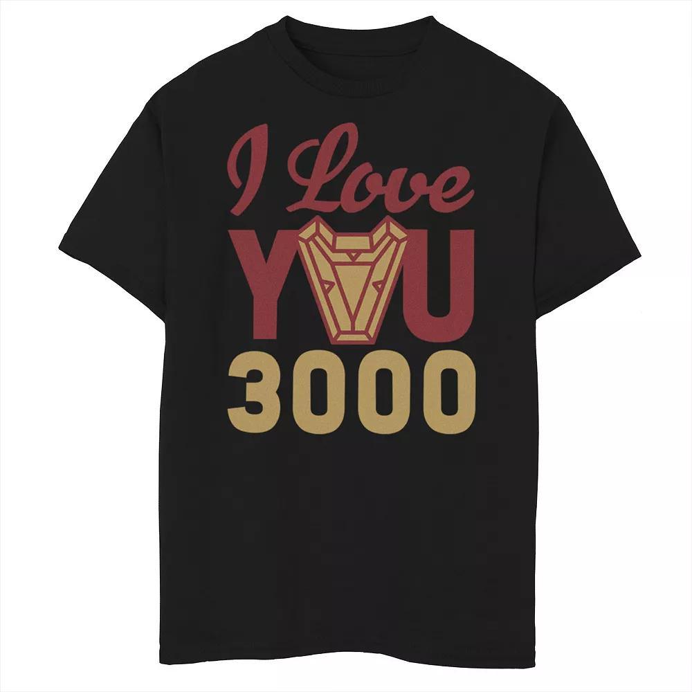 Boys 8-20 Marvel Avengers Endgame Iron Man I Love You 3000 Red Yellow Logo Tee, Boy's, Size: Medium, Black Product Image
