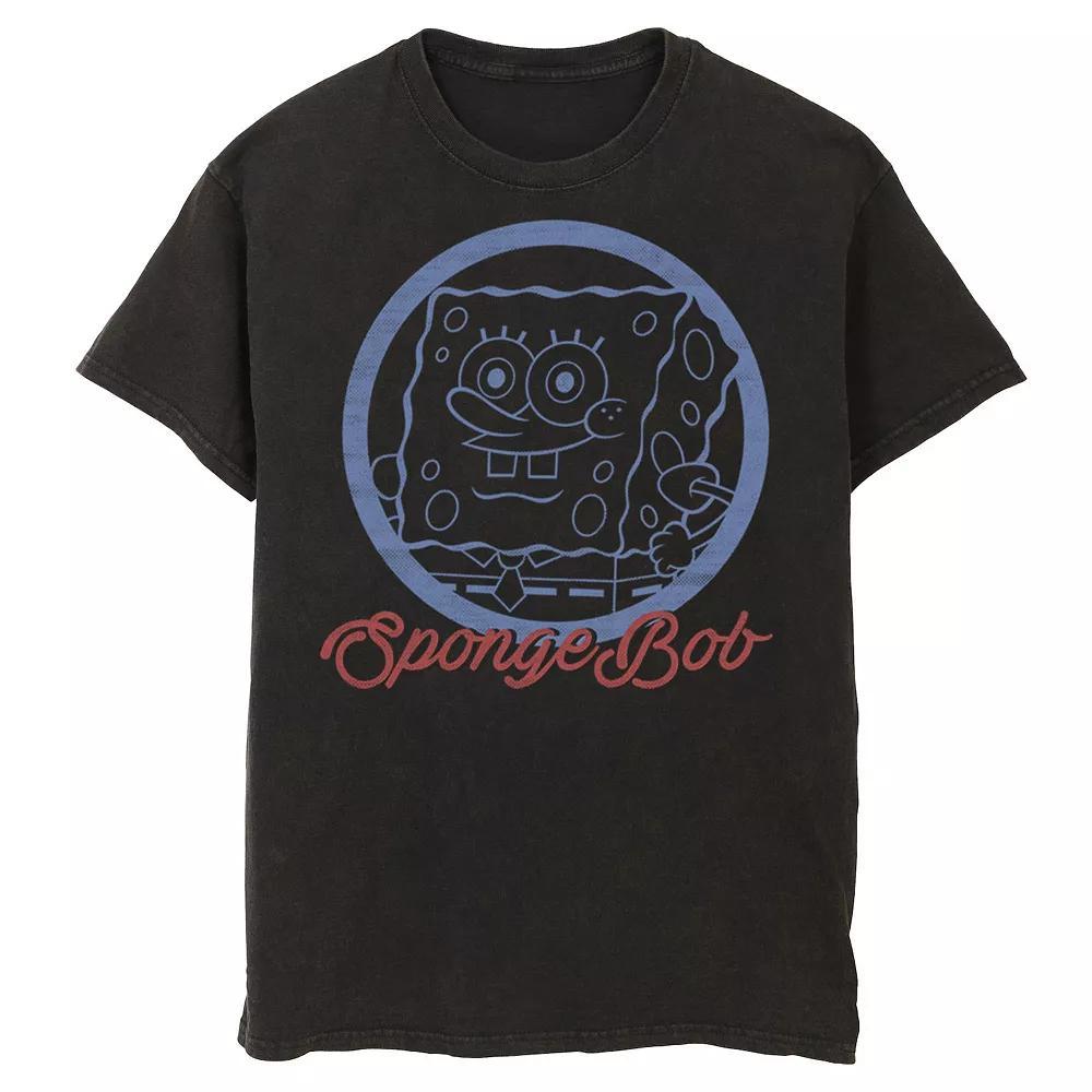 Men's Nickelodeon SpongeBob SquarePants Line Art Cursive Logo Portrait Graphic Tee, Size: Medium, White Product Image