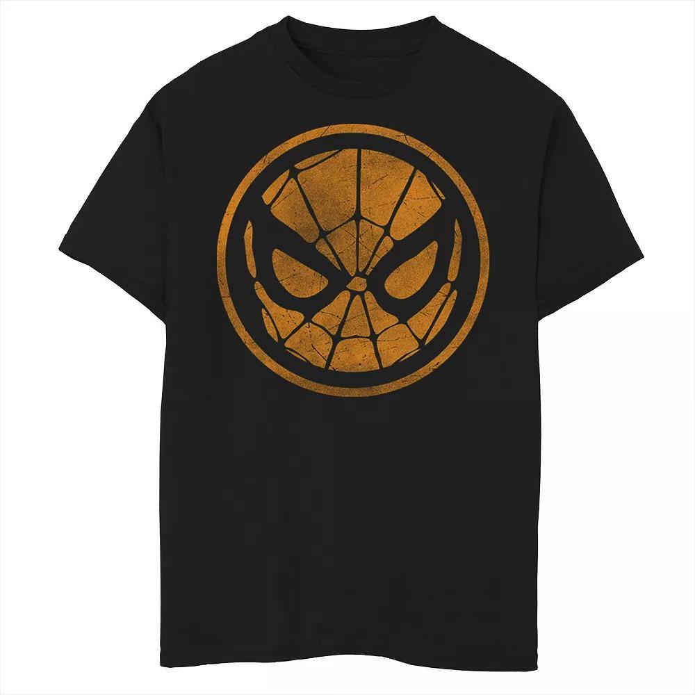 Boys 8-20 Marvel Spider-Man Face Web Logo Orange Tonal Graphic Tee, Boy's, Size: XS, Black Product Image