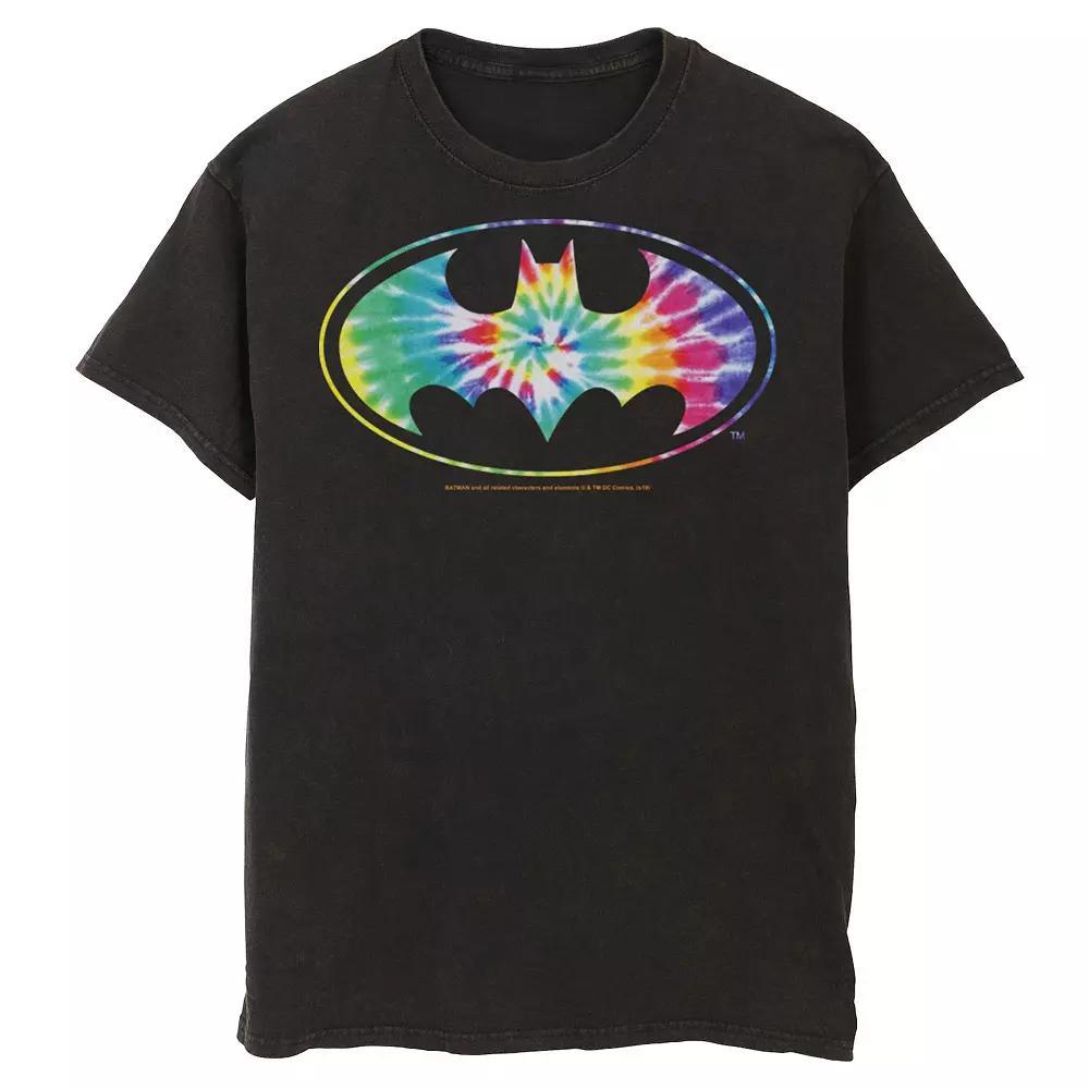 Mens DC Comics Batman Classic Tie Dye Bat Logo Tee Grey Product Image