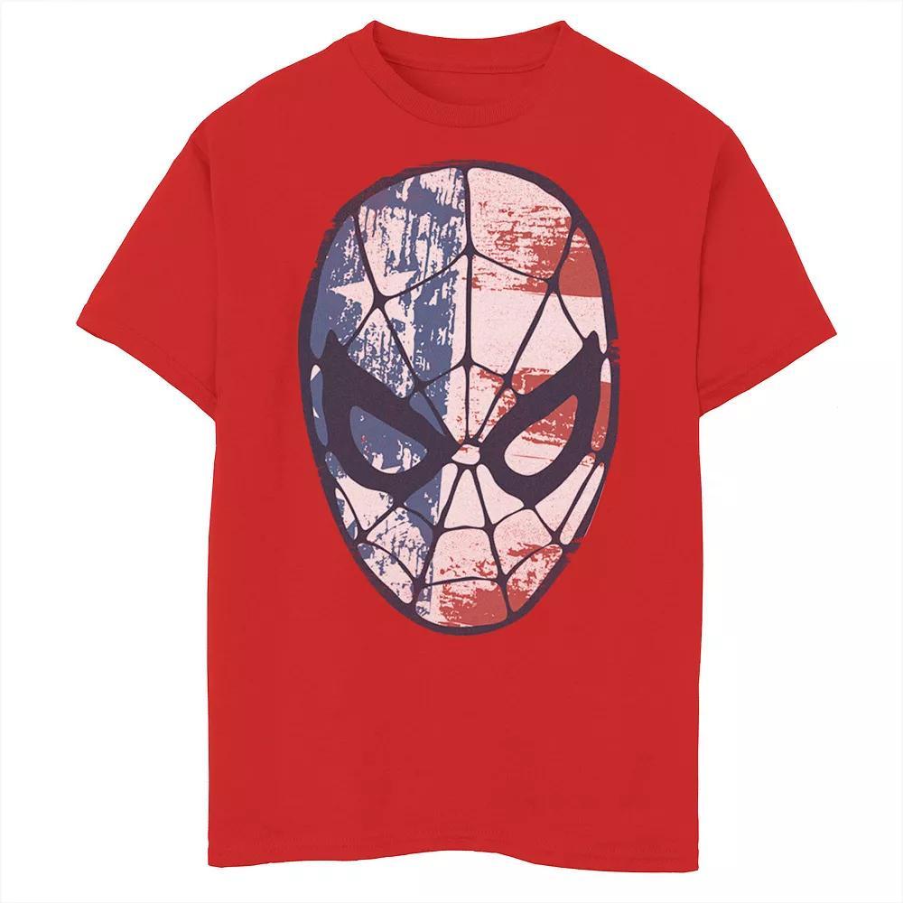 Boys 8-20 Marvel Spider-Man American Flag Face Vintage Graphic Tee, Boy's, Size: Small, Red Product Image