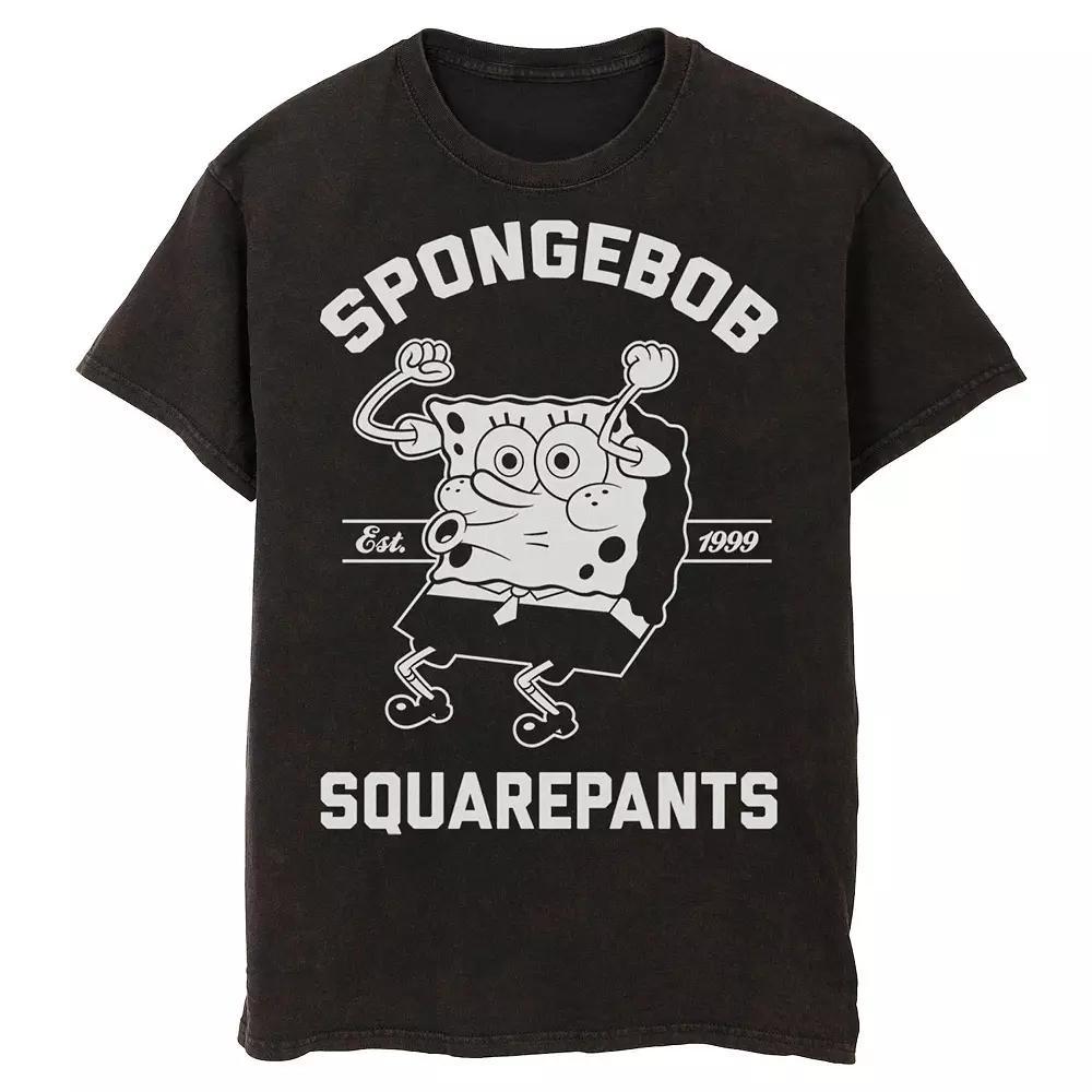 Men's Nickelodeon SpongeBob SquarePants Est. 1999 Mineral Wash Graphic Tee, Size: Medium, Black Product Image